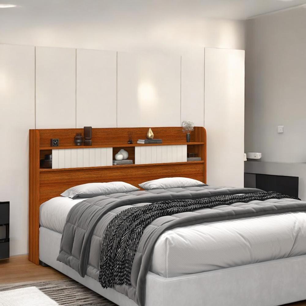 Cabeceira Com Prateleiras Dubai Solteiro Cinamomo E Off - 1