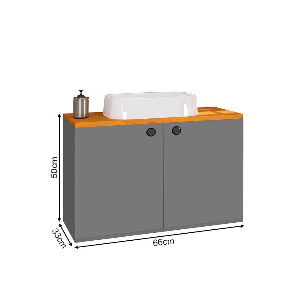 Gabinete Armário Para Banheiro Suspenso Madri Com Cuba Cinza - 3