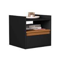 Mesa De Cabeceira Suspensa Minerva Com 1 Porta Preto/nature - 2