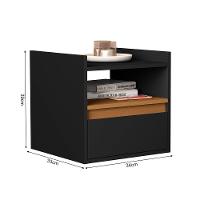 Mesa De Cabeceira Suspensa Minerva Com 1 Porta Preto/nature - 3