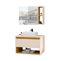 Conjunto Para Banheiro Gabinete Suspenso Com Cuba E Espelheira Florence Off-white - 2