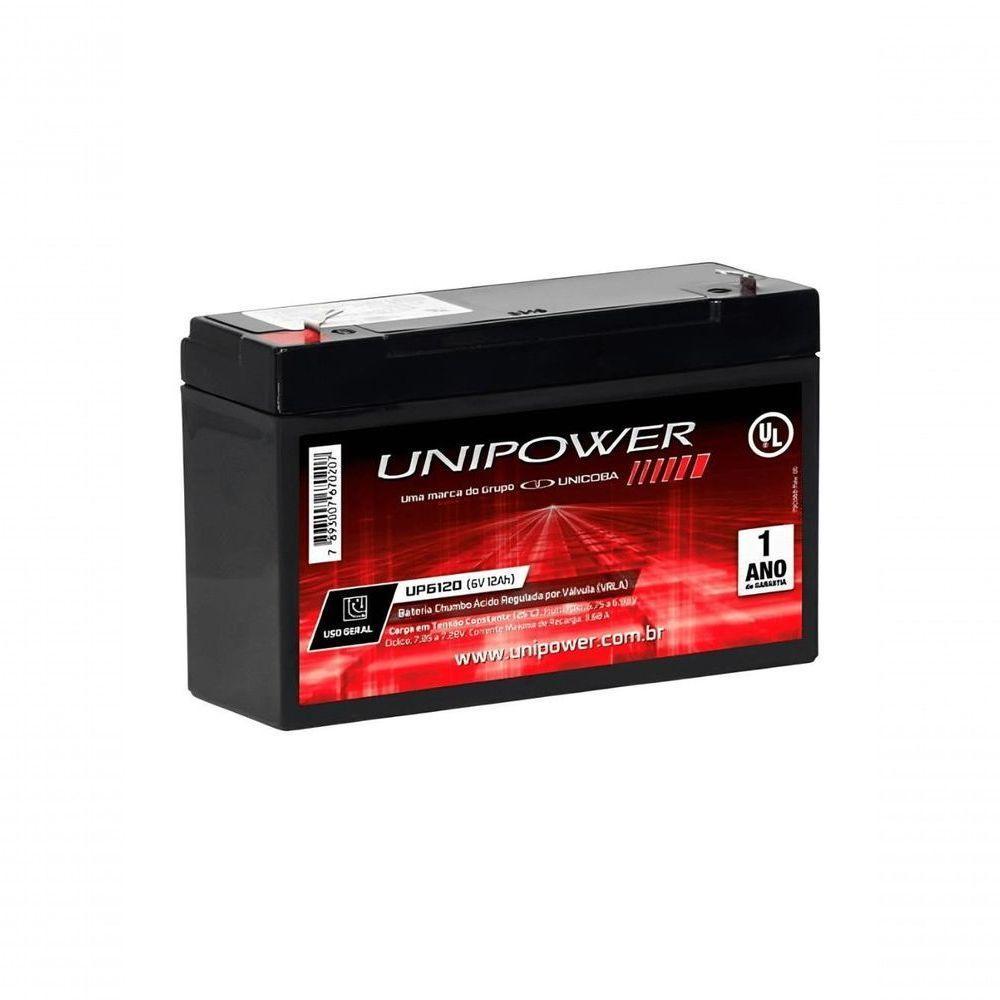 Bateria Unipower Up6120 6v 12ah Skd F187 Nao Automotiva - 1