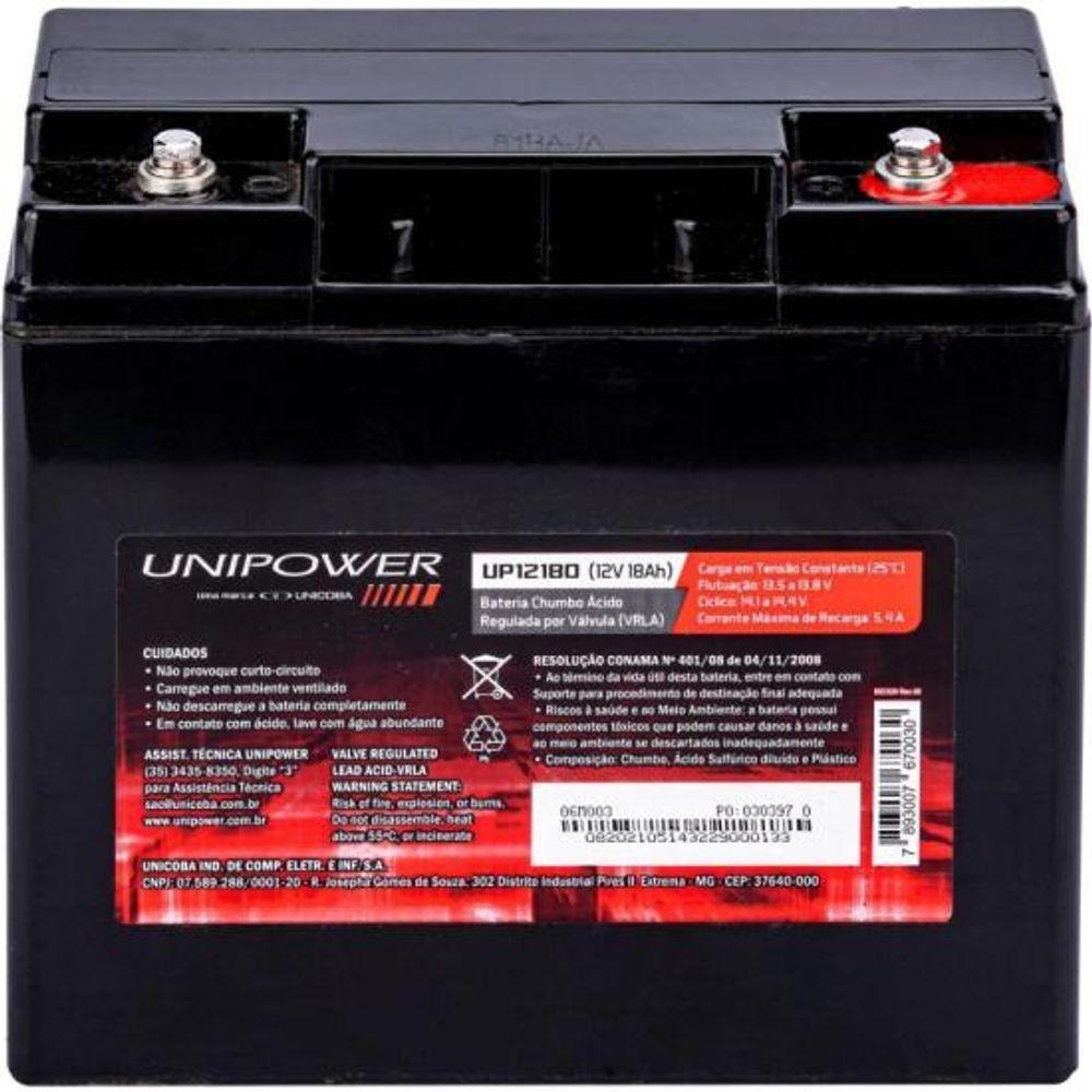 Bateria Estacionária Selada 12v 18ah Vrla Up12180 Unipower - 3