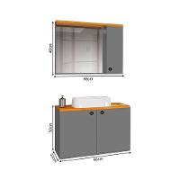 Conjunto Para Banheiro Gabinete Suspenso Com Cuba E Espelheira Madri Cinza - 3