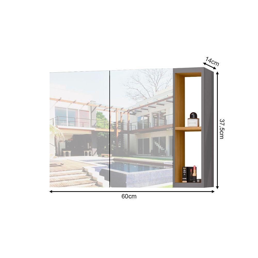 Espelheira Para Banheiro Armário Suspenso Florence Cinza - 4