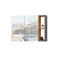 Espelheira Para Banheiro Armário Suspenso Florence Cinza - 2