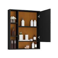 Armário Suspenso Espelheira 1 Porta Com Espelho Olimpia Preto/nature - 4