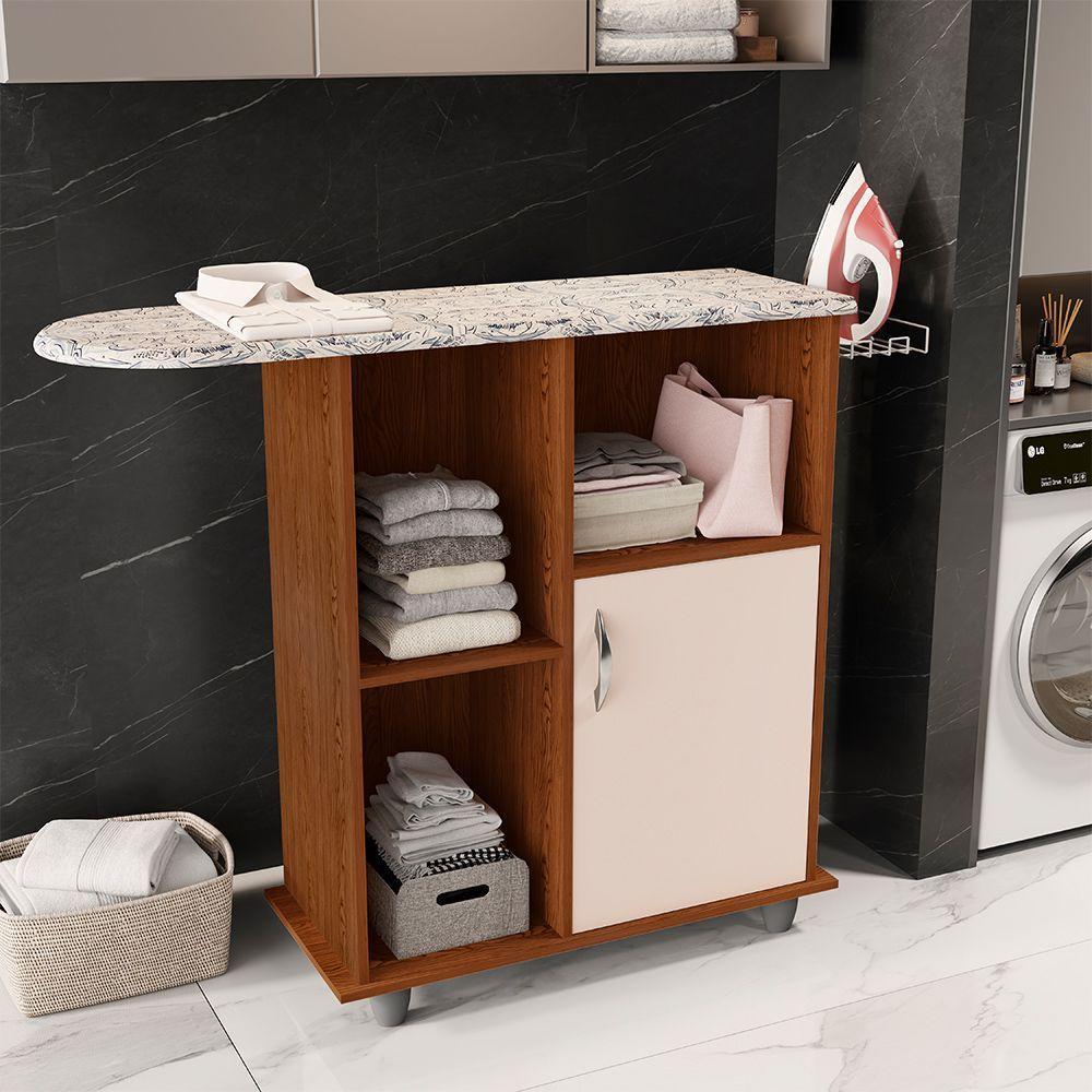 Tábua De Passar Miami Com Armário Organizador Freijó/baunilha - 1