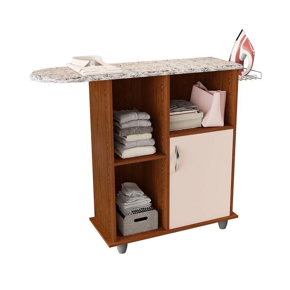 Tábua De Passar Miami Com Armário Organizador Freijó/baunilha - 2