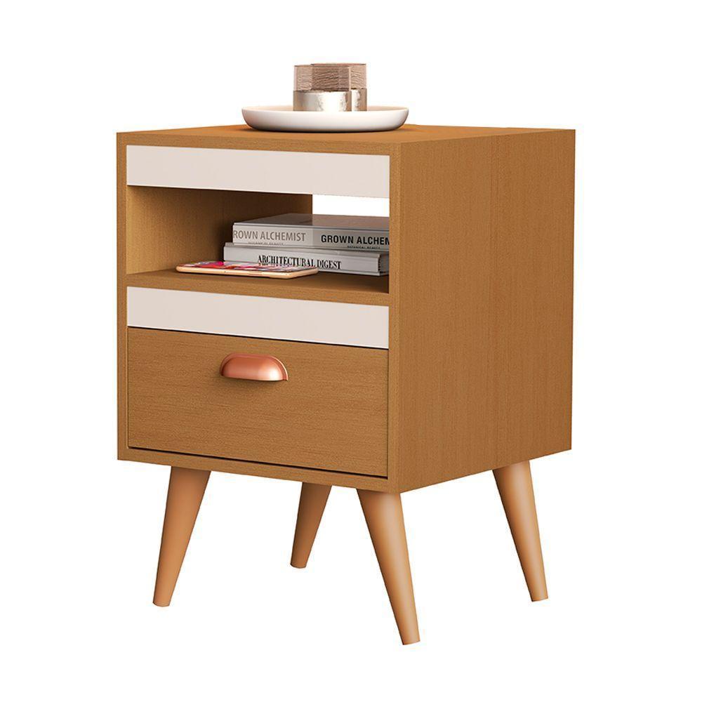 Kit 2 Mesas De Cabeceira Sal Com 1 Gaveta Ypê/off-white/ypê - 2