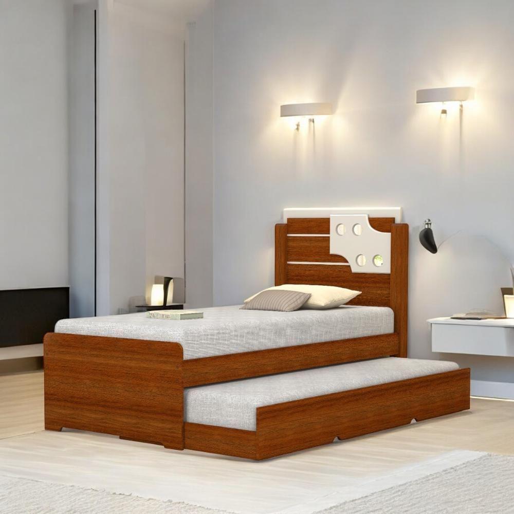 Cama Bibox Solteiro Luiza Cinamomo E Off Com 02 Colchões - 2