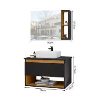 Conjunto Para Banheiro Gabinete Suspenso Com Cuba E Espelheira Florence Preto - 3