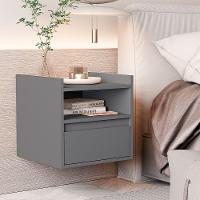 Mesa De Cabeceira Suspensa Minerva Com 1 Porta Cinza - 1