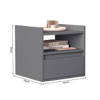 Mesa De Cabeceira Suspensa Minerva Com 1 Porta Cinza - 3