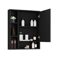 Armário Suspenso Espelheira 1 Porta Com Espelho Olimpia Preto - 3