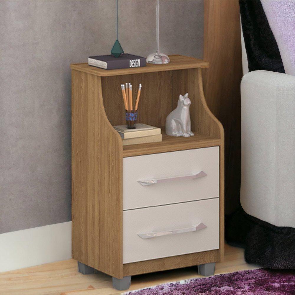 Mesa De Cabeceira Topázio Freijó/off White - Vitamov - 1