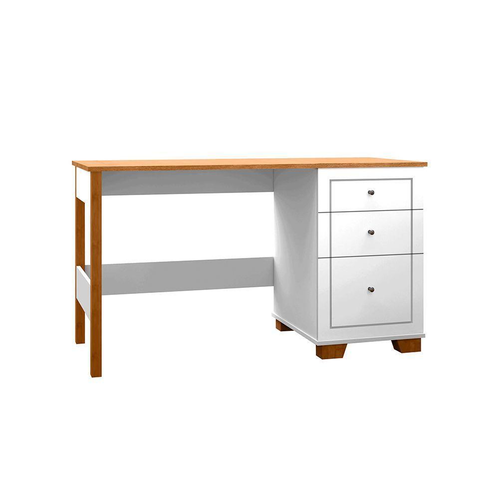 Escrivaninha Mesa Fênix Com 3 Gavetas Branco/nature - 1