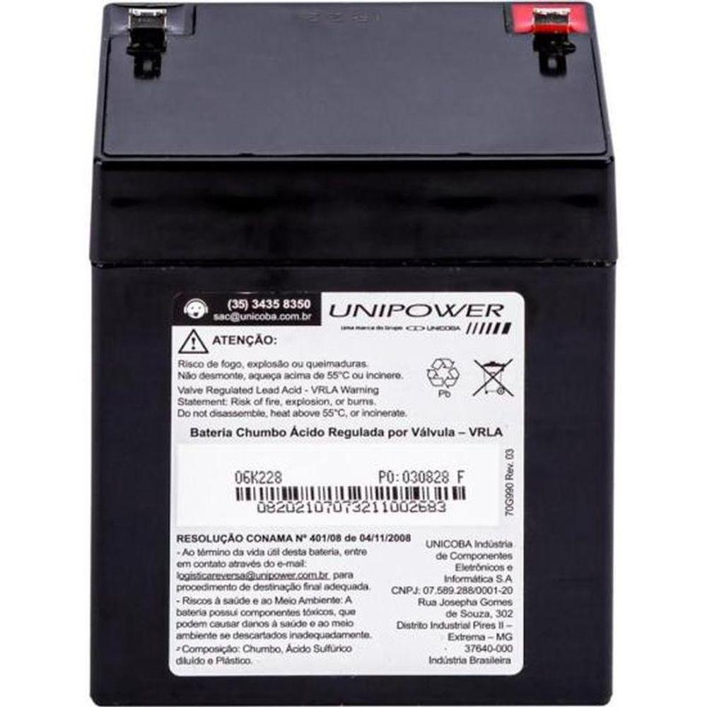 Bateria Estacionária Selada 12v 5ah Vrla Up1250 Unipower - 6