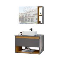 Conjunto Para Banheiro Gabinete Suspenso Com Cuba E Espelheira Florence Cinza - 2