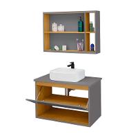 Conjunto Para Banheiro Gabinete Suspenso Com Cuba E Espelheira Florence Cinza