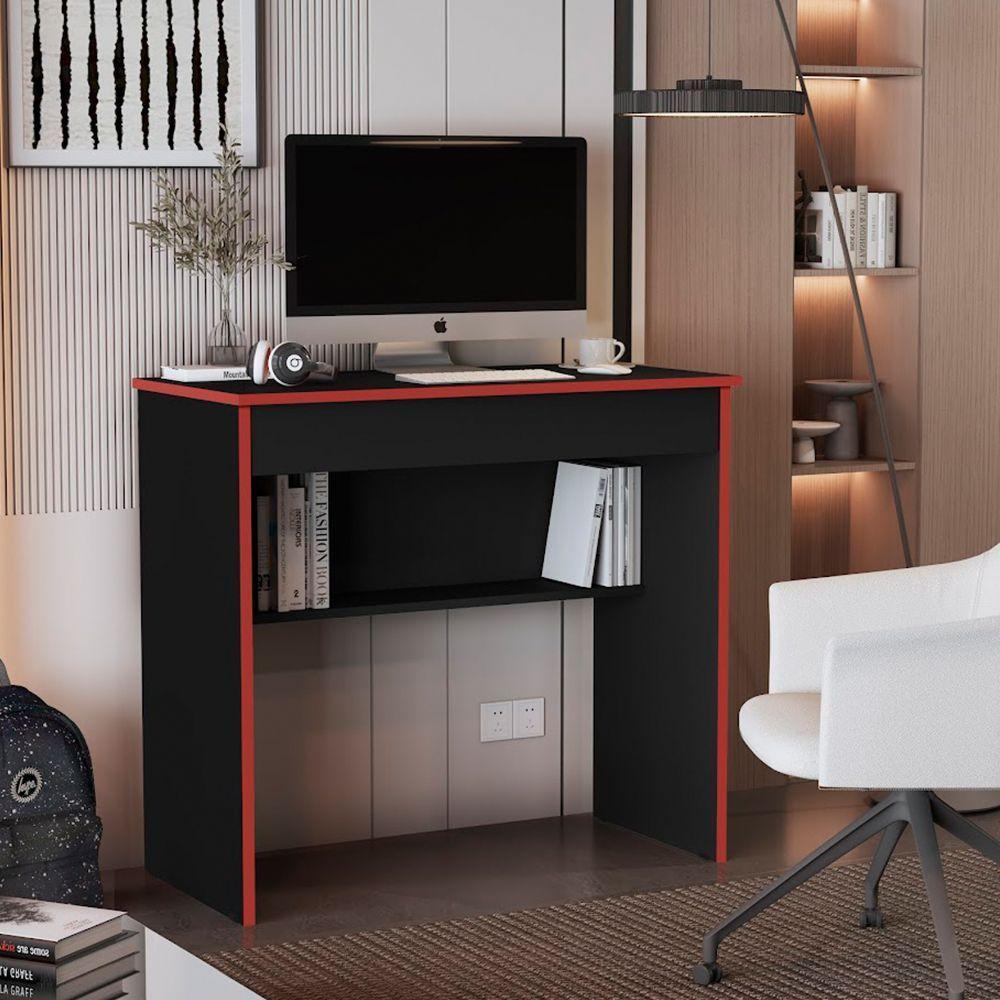 Mesa Escrivaninha Vitória Com 1 Gaveta 2.0 Preto/vermelho - 1