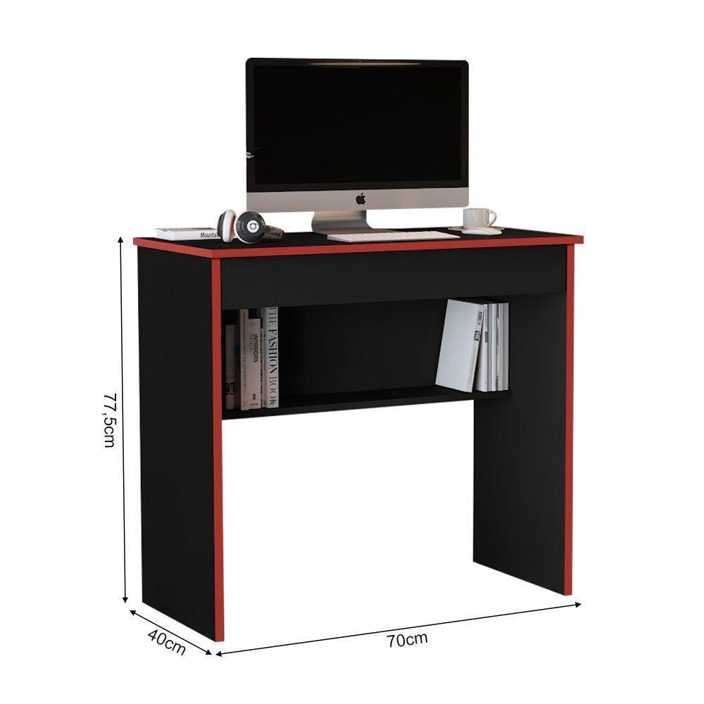 Mesa Escrivaninha Vitória Com 1 Gaveta 2.0 Preto/vermelho - 3