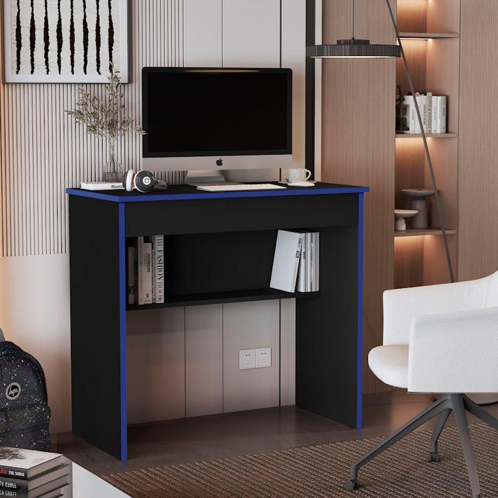 Mesa Escrivaninha Vitória Com 1 Gaveta 2.0 Preto/azul - 1