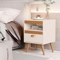 Kit 2 Mesas De Cabeceira Sal Com 1 Gaveta Off-white/ypê/off-white - 1