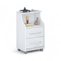 Mesa De Cabeceira Com 02 Gavetas Topázio Branca - 2