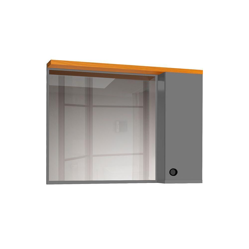 Espelheira Para Banheiro Armário Suspenso Madri Cinza - 2