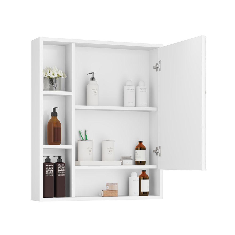 Armário Suspenso Espelheira 1 Porta Com Espelho Olimpia Branco - 3