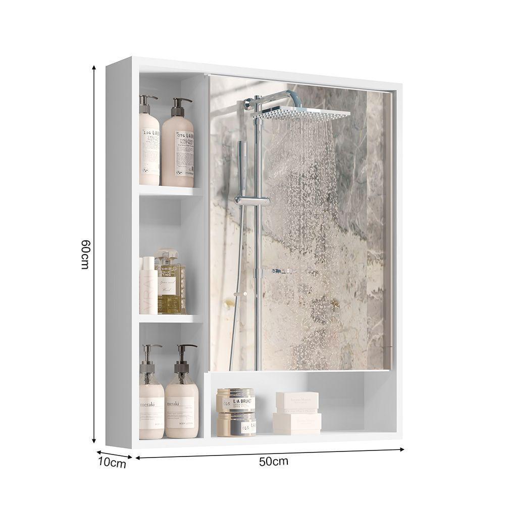 Armário Suspenso Espelheira 1 Porta Com Espelho Olimpia Branco - 4