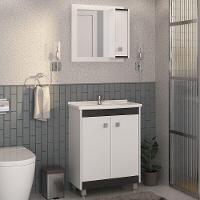 Gabinete Banheiro Com Cuba E Espelheira 60Cm Multimóveis Vcr10058 Branco/Preto Branco/Preto - 6