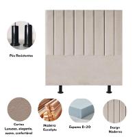 Cabeceira Cama Solteiro Box 100 Cm Lídia Corino E Frame Bege