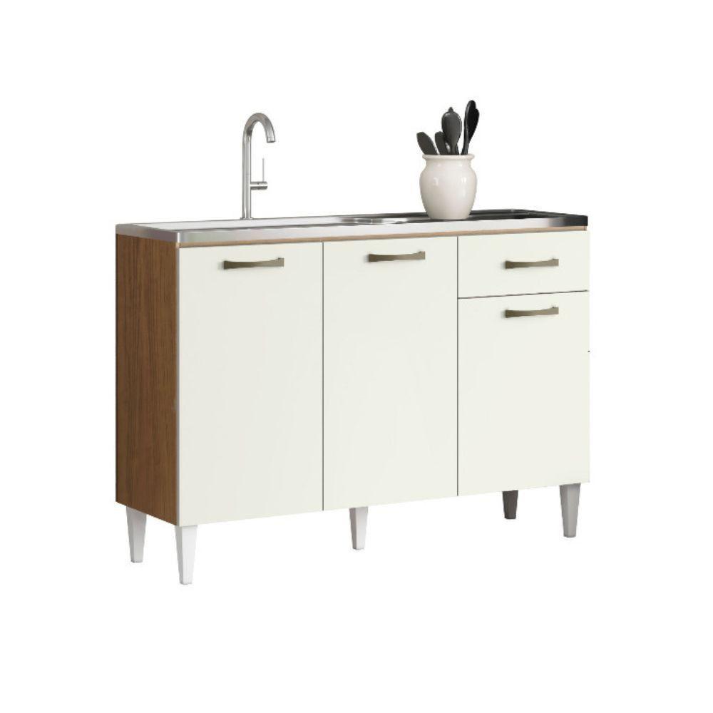 Balcão Aramoveis Atenas 3 Portas 1 Gaveta Sem Tampo Atacama Com Off White - 1