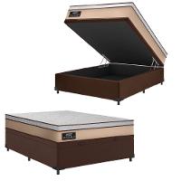 Cama Box Baú Casal Gazin Colchão Molas Ensacadas 138x188x65cm Maximus Bege/marrom - 1