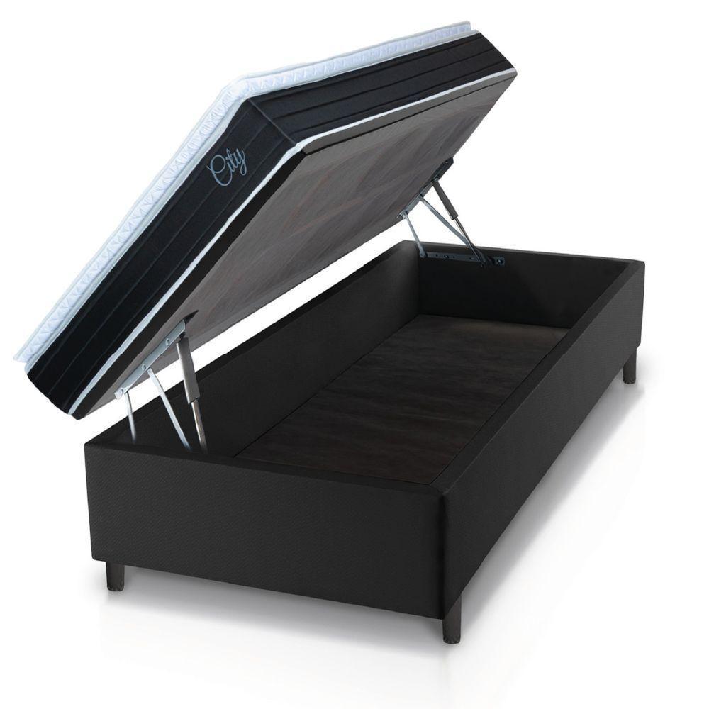 Cama Box Baú Solteiro Colchão Com Molas Ensacadas City Pillow Top 88x188x64cm Hellen Preto/branco - 2