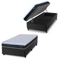 Cama Box Baú Solteiro Colchão Com Molas Ensacadas City Pillow Top 88x188x64cm Hellen Preto/branco - 1