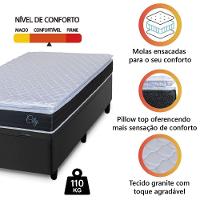Cama Box Baú Solteiro Colchão Com Molas Ensacadas City Pillow Top 88x188x64cm Hellen Preto/branco - 6