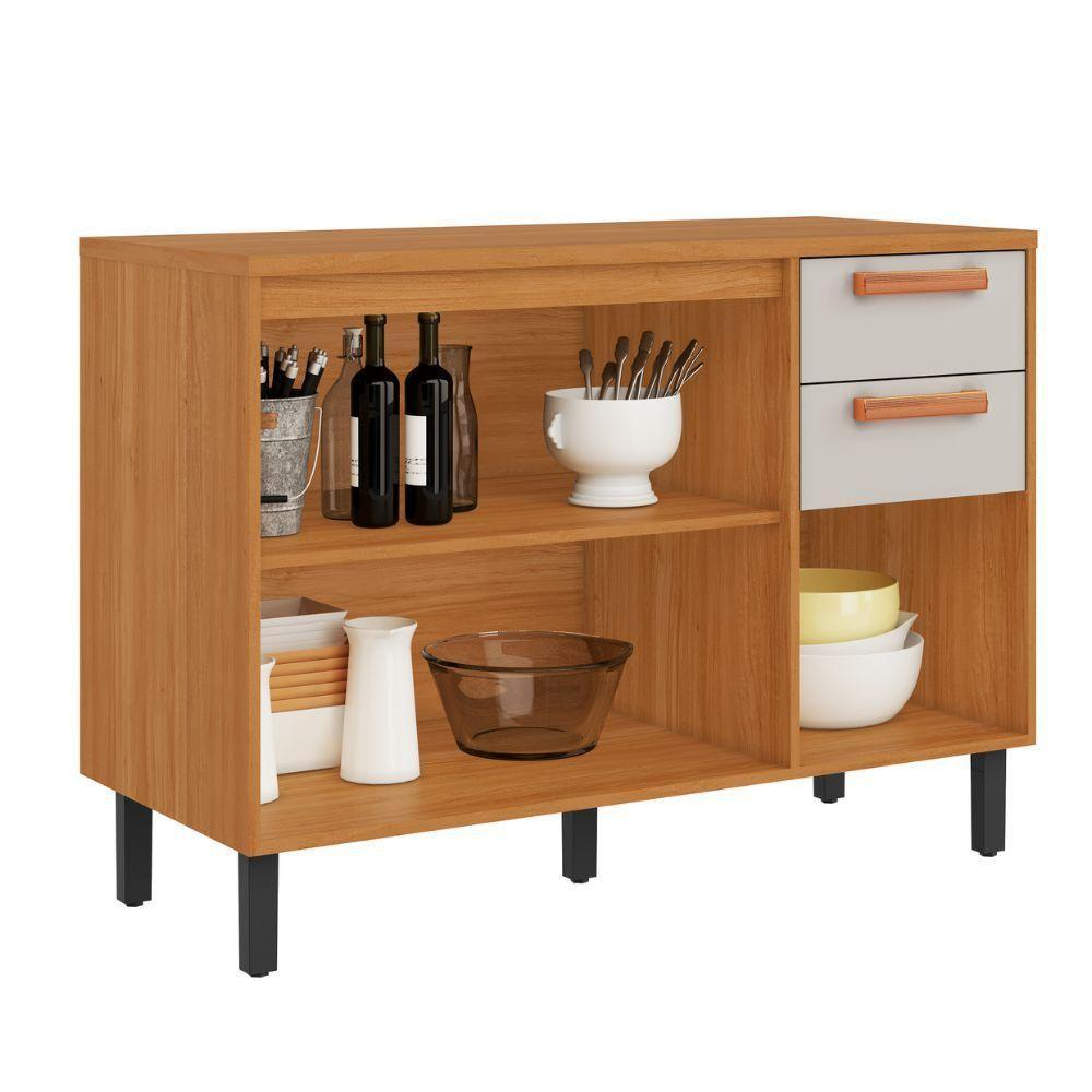 Balcao Itatiaia Napoles 1,20 3 Portas 2 Gavetas Com Tampo Cinamomo/off White - 2