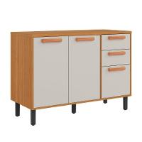 Balcao Itatiaia Napoles 1,20 3 Portas 2 Gavetas Com Tampo Cinamomo/off White - 1