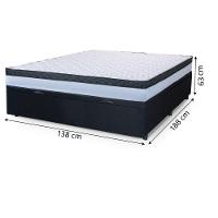 Cama Box Baú Casal Colchão Com Molas Ensacadas 138x188x63cm Dunas Hellen Branco/preto