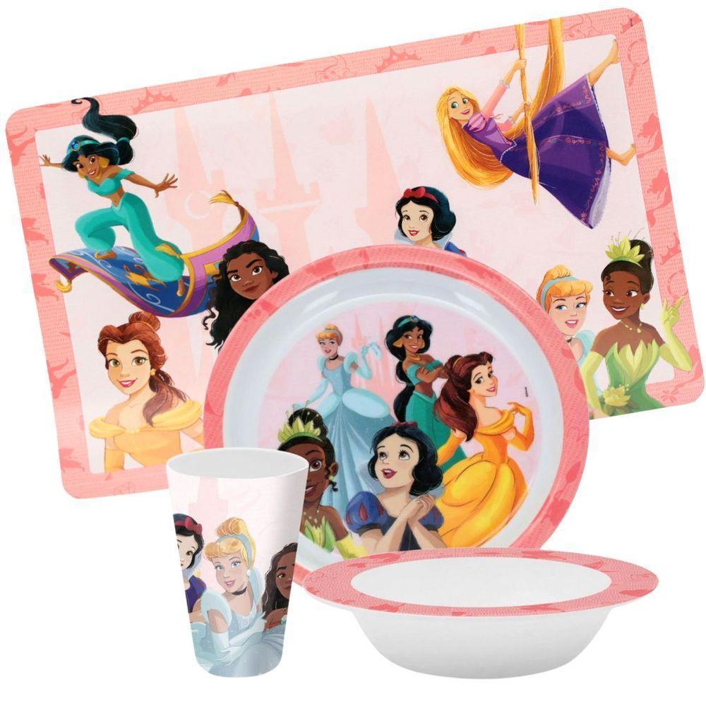 Jogo Refeição Infantil Princesas Disney 3 Peças Prato, Tigela E Copo Melamina - Tuut - 1