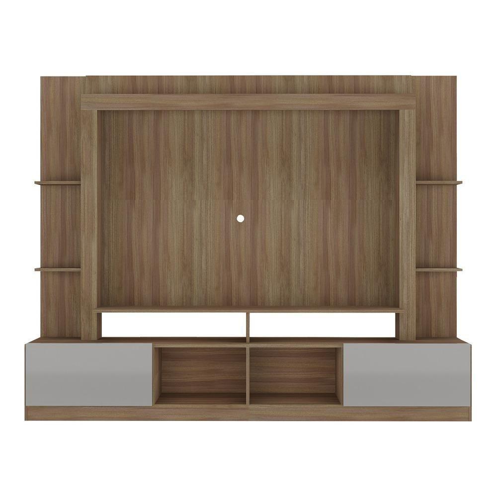 Rack Estante Com Painel E Suporte Tv 65" E 2 Portas Catar Multimóveis Br3386 Madeirado/lacca Fumê - 2