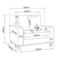 Poltrona Prada Base De Madeira Linho Cinza - 4