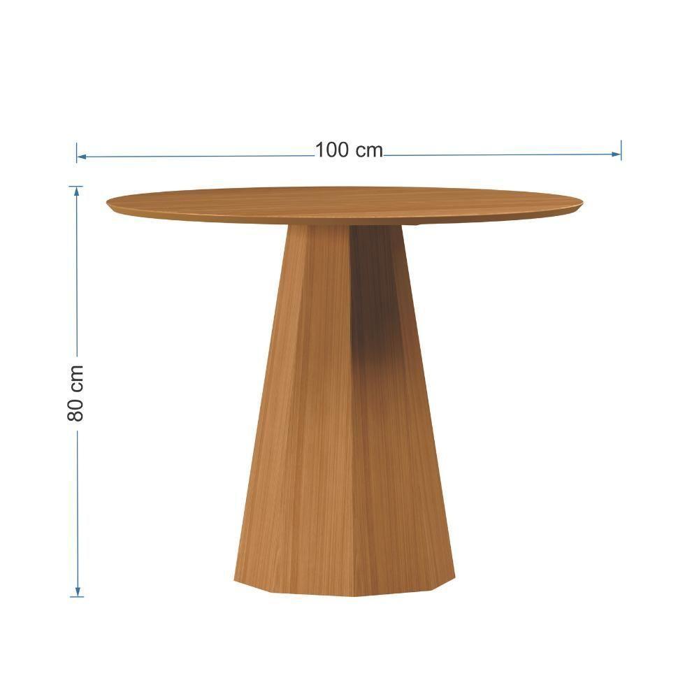 Mesa De Jantar Redonda Com Tampo Em Mdf Isis Ypê 100cm - 2