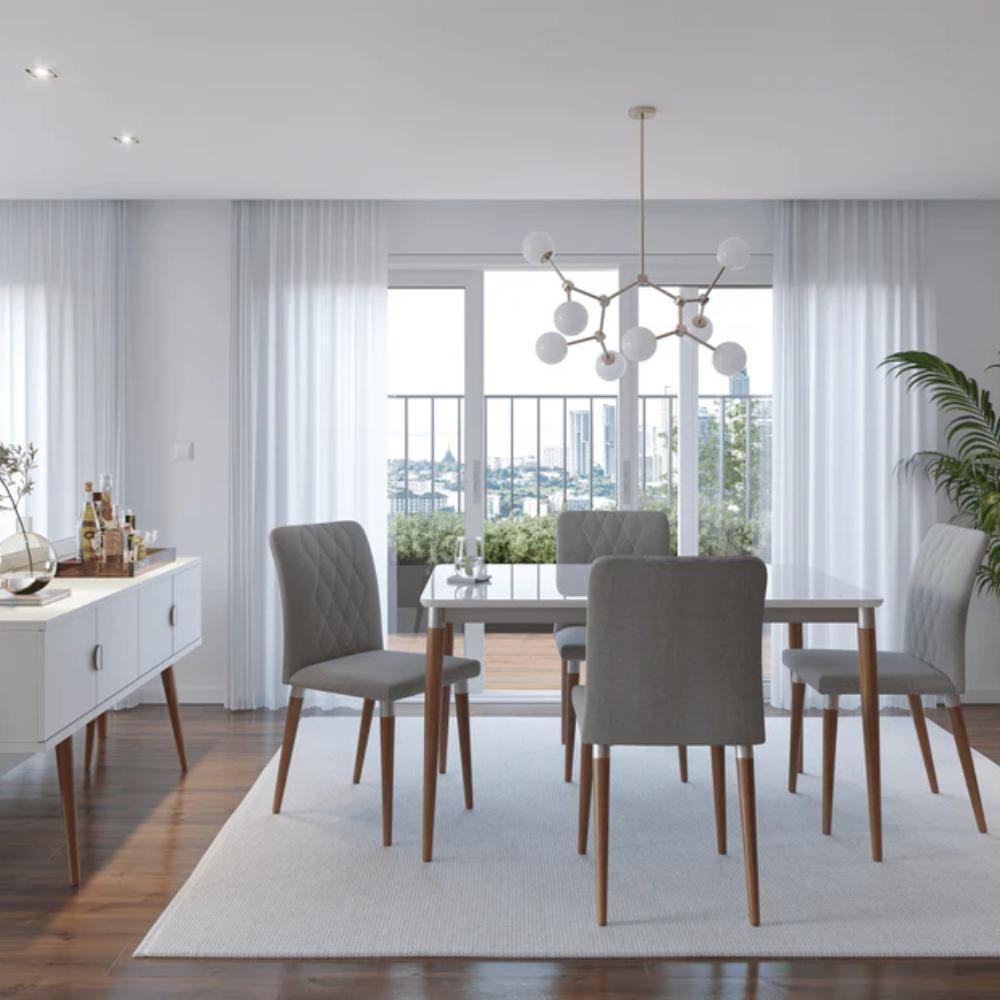 Mesa De Jantar Retangular Com Tampo De Vidro Abbey Off White 135cm - 4