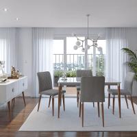 Mesa De Jantar Retangular Com Tampo De Vidro Abbey Off White 135cm