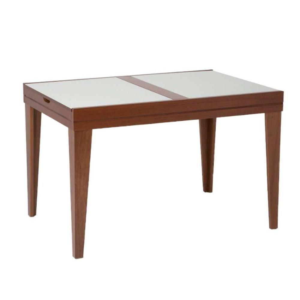 Mesa De Jantar Retangular Extensível Com Tampo De Vidro Gênova Mel E Off White - 1