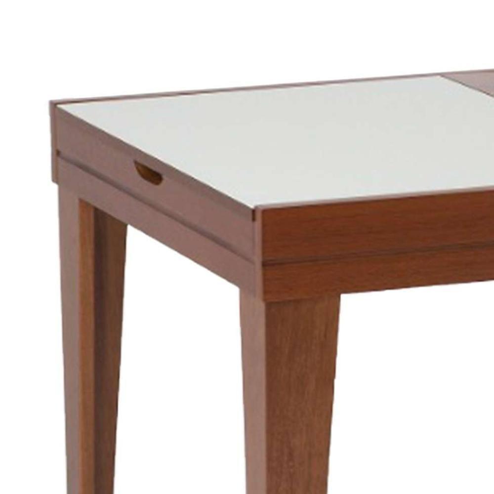 Mesa De Jantar Retangular Extensível Com Tampo De Vidro Gênova Mel E Off White - 5